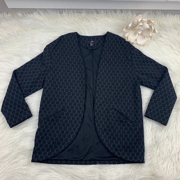 H&M Open Front Knit Viscose Blend Polka Dot Blazer Women's Size XS - Picture 1 of 6